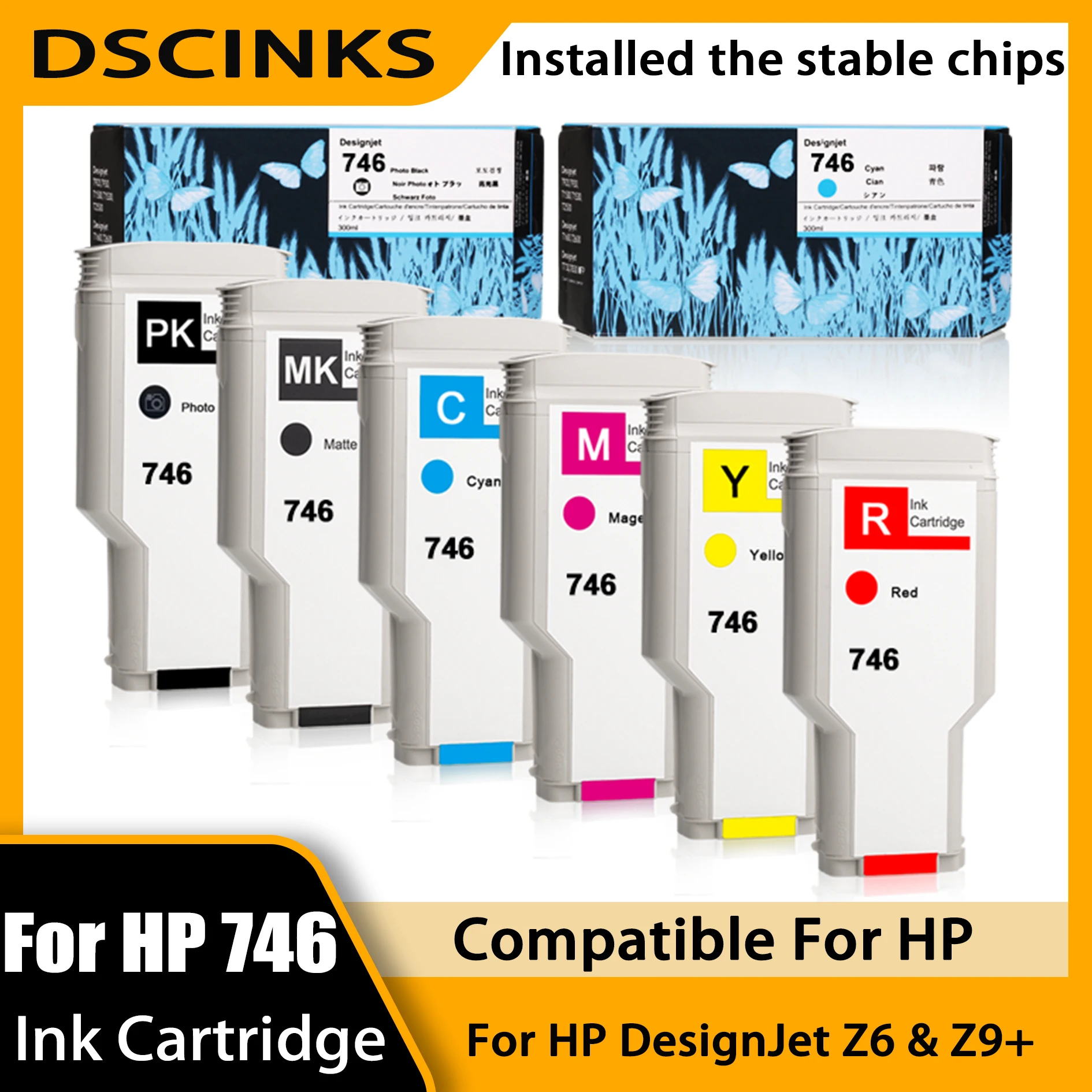 

Чернильные картриджи 300 мл 746 747 для принтеров HP DesignJet Z6 и Z9+, замена для HP 746 747