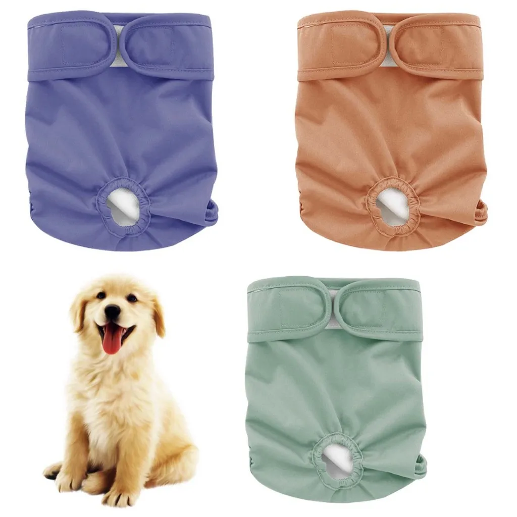 3pc Dog Diaper Pants Reusable Female Diaper Washable Wrap Pee Panty Clothes Costumes Cosplay Puppy Dog Period Menstrul Diaper fo