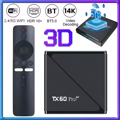 TX60 PRO Android 16 Smart TV Box 14K 2.4G/5G Dual WiFi 6 Media Player Set Top Box with Remote Set Top Box Quad Core16GB 256GB