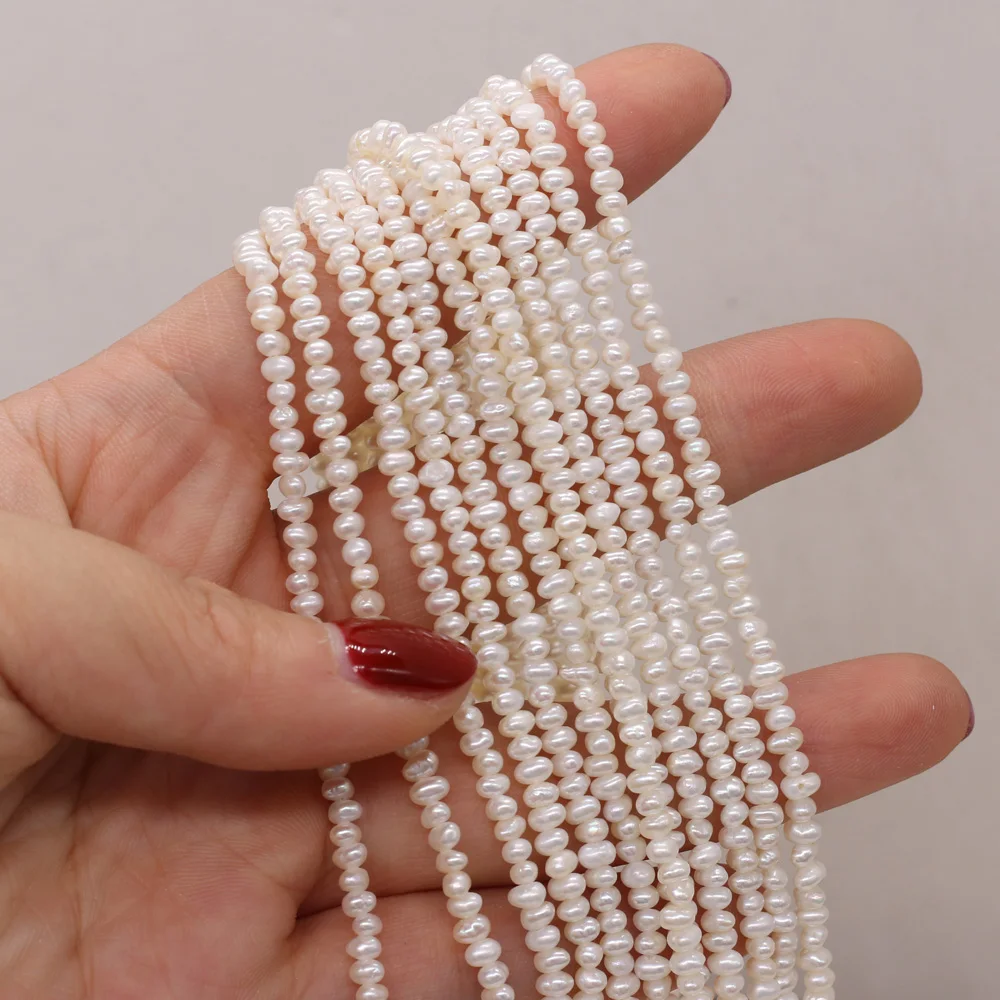 2-3mm Natural Freshwater Pearl Beads Fashion Potato Shape Small Loose Bead for Jewelry Making Bracelet Necklace Earrings Strand