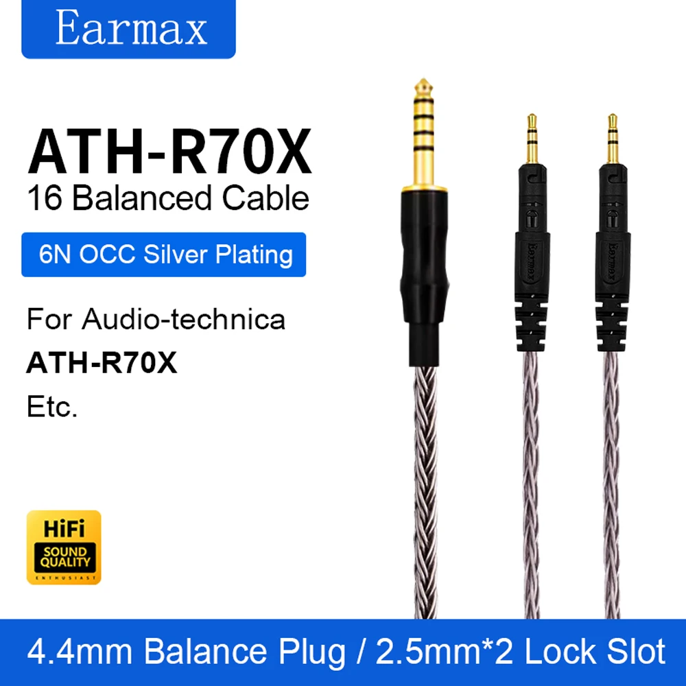 4.4mm Balanced To 4-Pin XLR Headphone Cable OCC Copper Silver Plated Wire Upgrade Replacement For ATH-R70X Audiophile Studio Mon