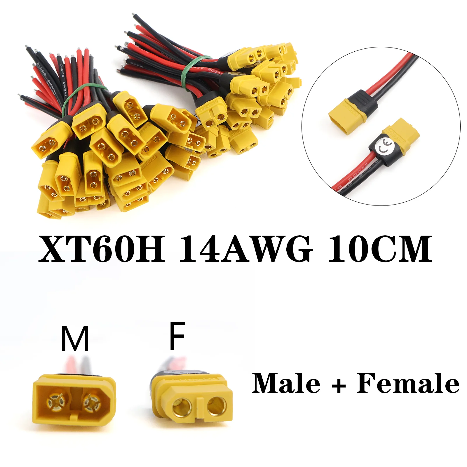 XT60H Male Female Connector Plug Silicone Wire 14AWG 10cm Pair Tinned Copper for RC Lipo Battery Drone FPV ESC Car Boat Charger