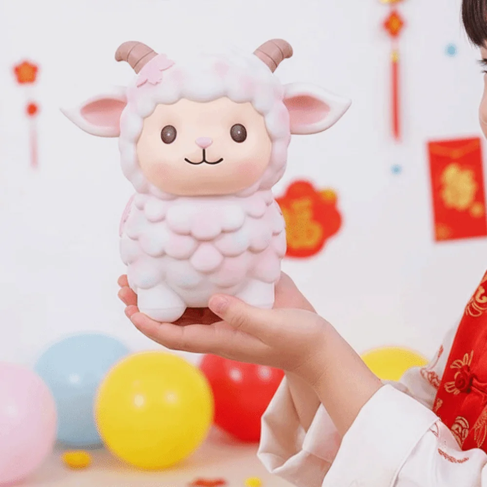 PVC Cute Sheep Bank Pastel Pink Back Slot Animal Saving Pot Smooth Surface Drop Resistant Shatterproof Piggy Banks Baby Showers