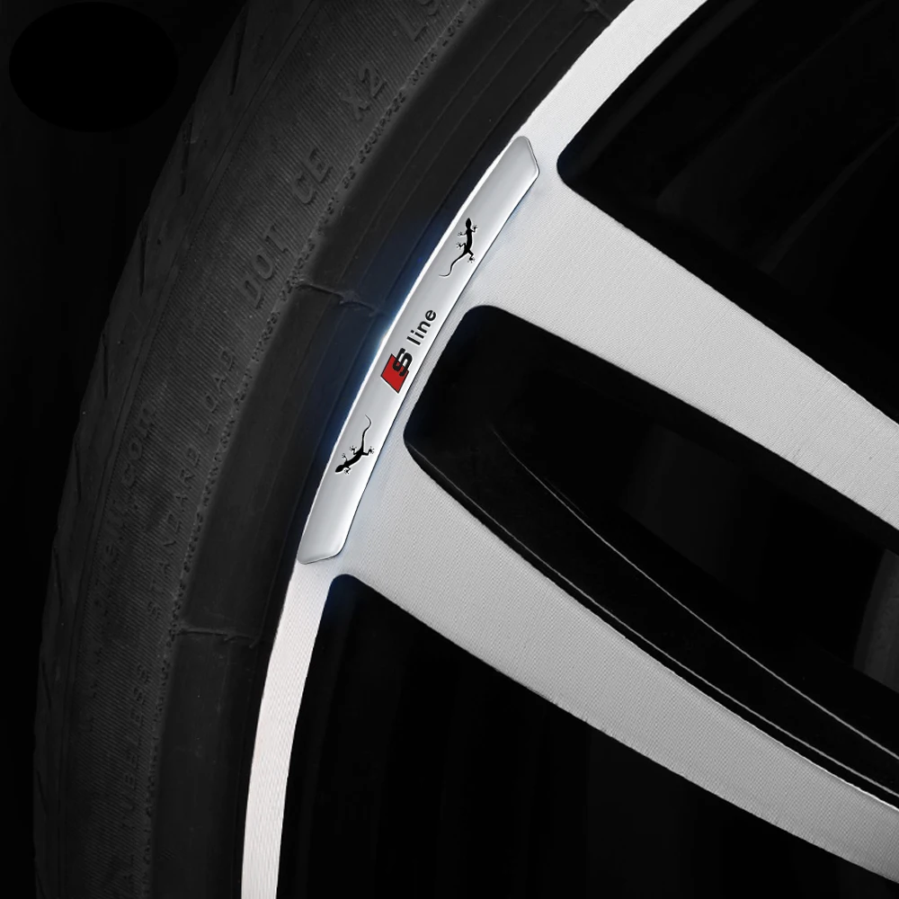 4 Stück Aluminium-Autofelgen-Aufkleber Auto-Umbau-Zubehör für Audi Sline quattro A3 A4 B8 8P 8V A6 C7 A5 Q5 B7 8P 8L 8V B6 – Detail 13