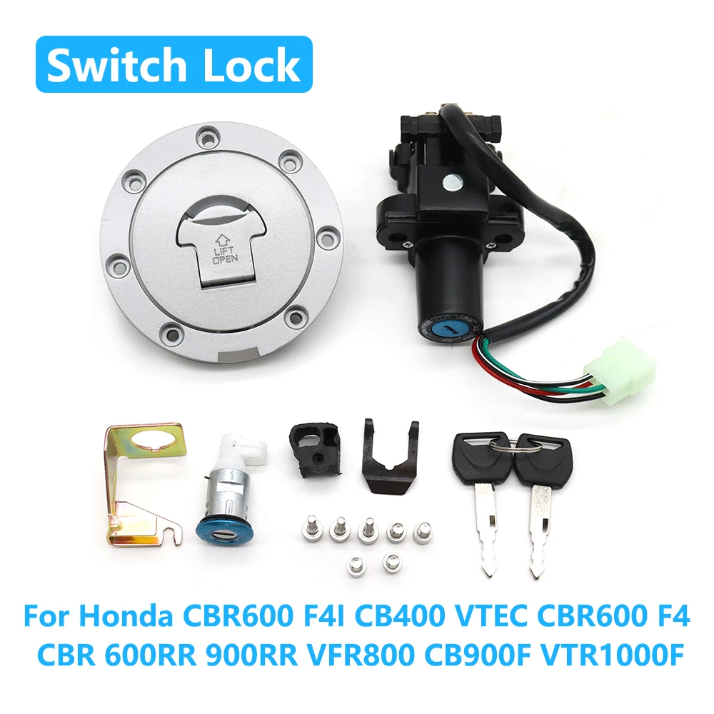 Ignition Switch Fuel Gas Cap Cover Seat Lock Set For Honda CBR600 F4I F4 CB400 VTEC CBR 600RR 900RR VFR800 CB900F VTR1000F