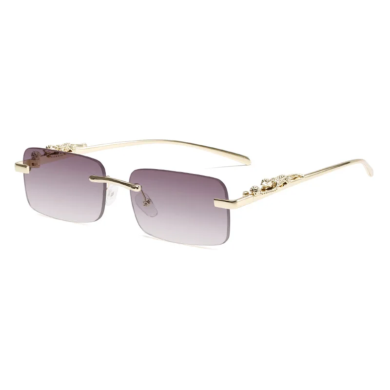 Rimless Glasses Frame Women Men Fashion Cheetah Decoration Business Cool Eyeglasses Frames image 5