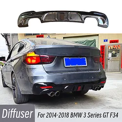 For 2014-2018 BMW 3 Series GT F34 M Sport 4Door Car Rear Bumper Diffuser Lip Spoiler Splitter Chin Exterior Tuning Accessories