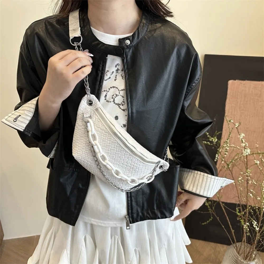 

Cool Solid Color Leather Fanny Packs Crossbody Bag Korean Style Chest Bag Waist Bag Large Capcity Crossbody Waist Pack Travel