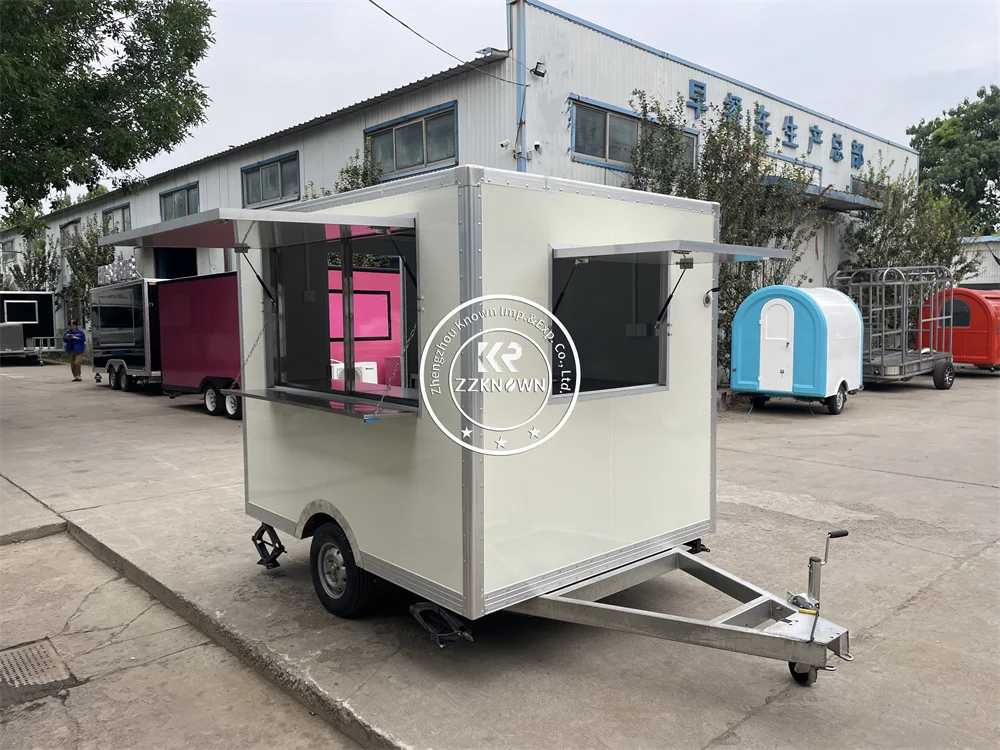 Camion alimentare in acciaio inossidabile con attrezzature da cucina Concessione Street Coffee Hot Dog Chiosco Rimorchio per camion di cibo