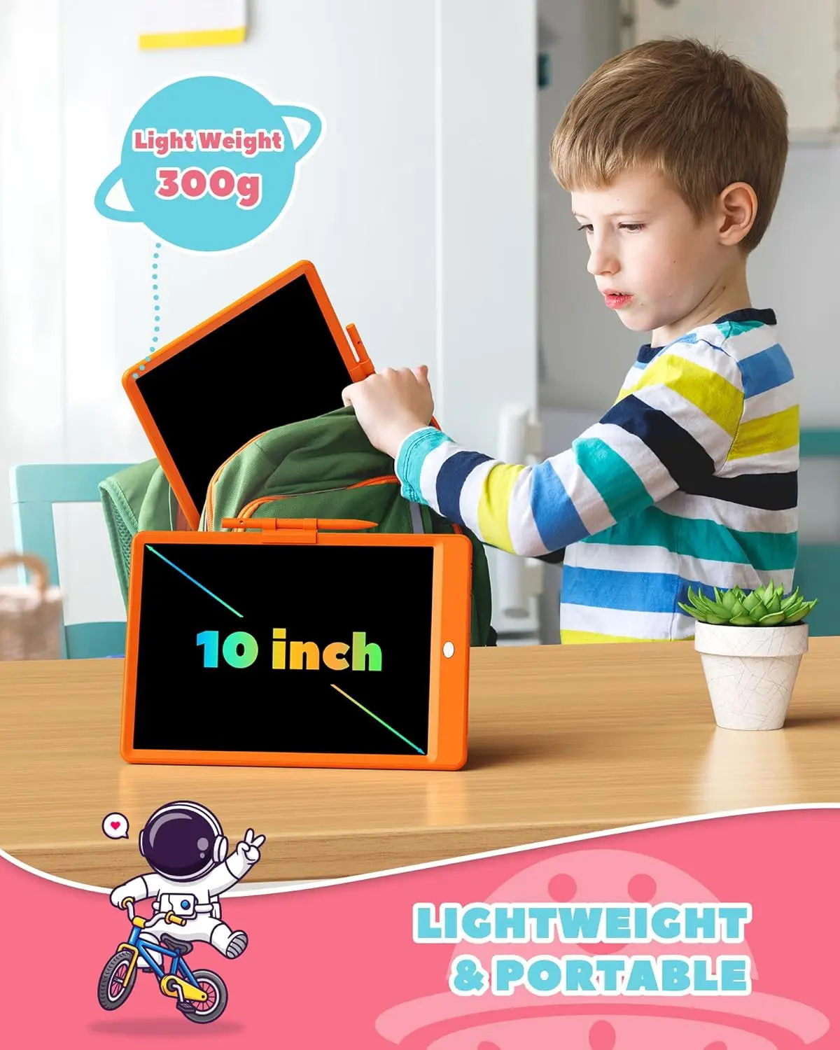 10 Inch Lcd Writing Drawing Tablet for Kids, Erasable Doodle Board Learning Travel Essentials Car Trip Toys