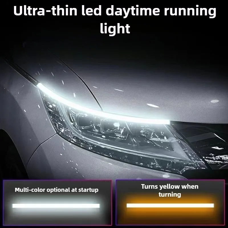 

Car Headlight LED Strip DRL Flexible Waterproof 2pcs 60cm Universal Auto Headlights RGB Turn Signal Yellow Brake Flow Lights
