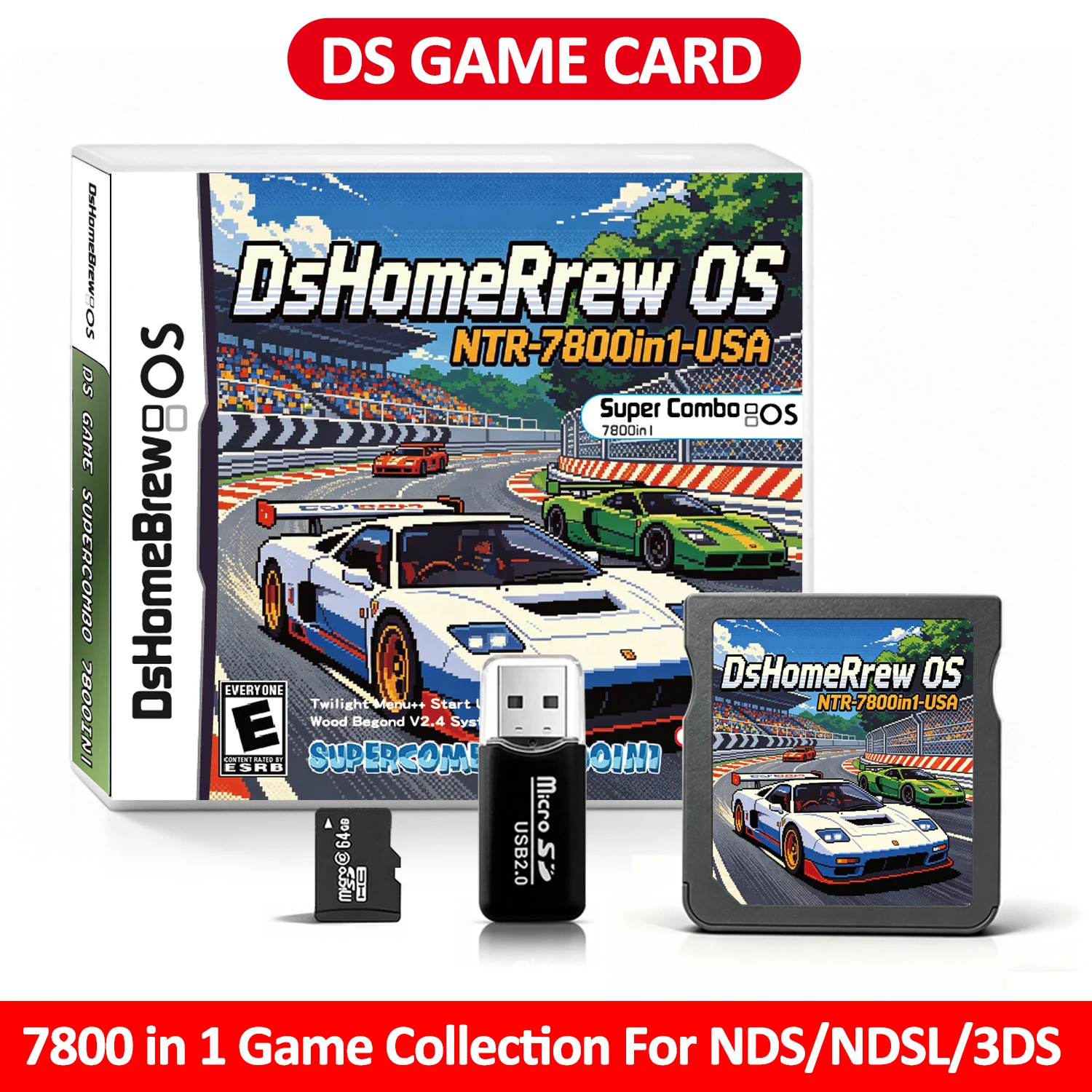 

New DsHomeBrew OS Wood Flash Card 7800 in 1 Memory Card For NDS/NDSL/NDSI/XL/2DS/3DS/New 3DS XL Console Accessories