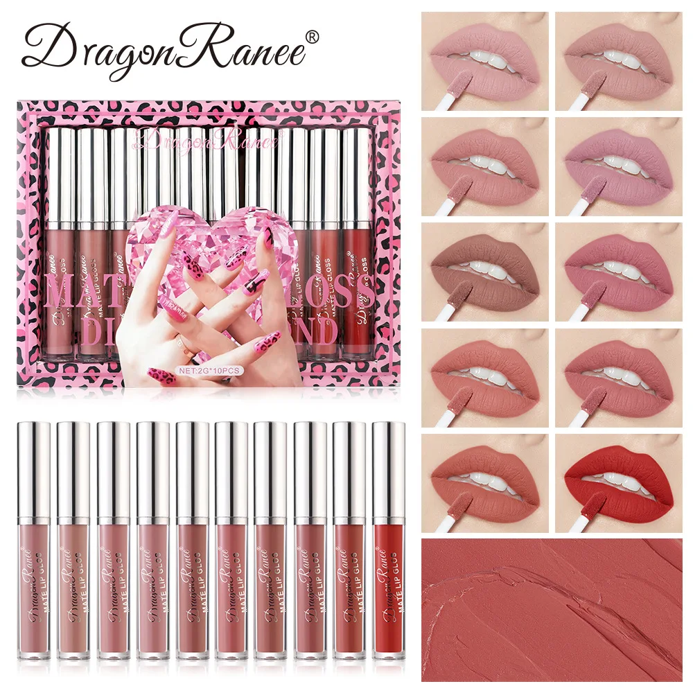 Waterproof Hydrating Non Sticky Lipstick Set Non-Stick Cup Non Transfer Lip Glaze Velvet Matte Lip Gloss Set Makeup Cosmetics