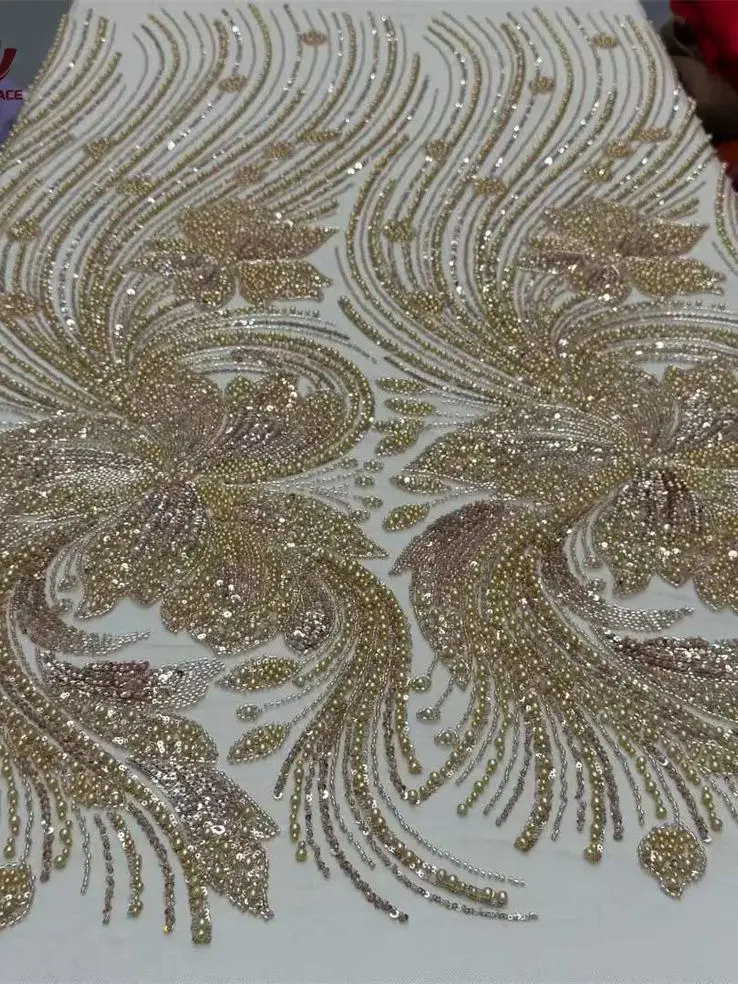 

2026 African Lace Fabric Sequins Embroidery Luxury Groom Nigerian Bridal High Quality French Tulle Lace Fabric For Wedding