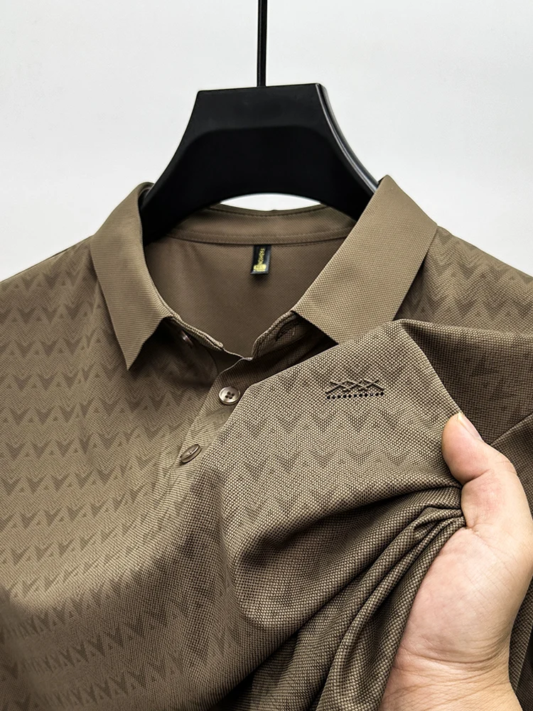 

Мужская футболка из ледяного шелка с коротким рукавом, новинка лета 2024, высококачественная, в стиле Paul, модная, городская, деловая, повседневная