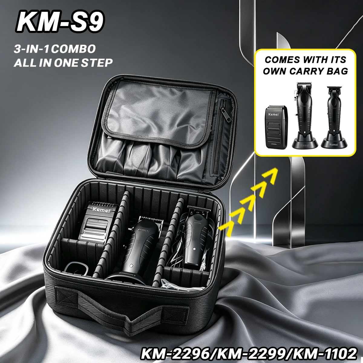 

Kemei KM-2296 KM-2299 KM-1102 Hair Clipper Kit S9 Men's Electric Shaver Hair Trimmer Machine Professional Hair Cutting Machine