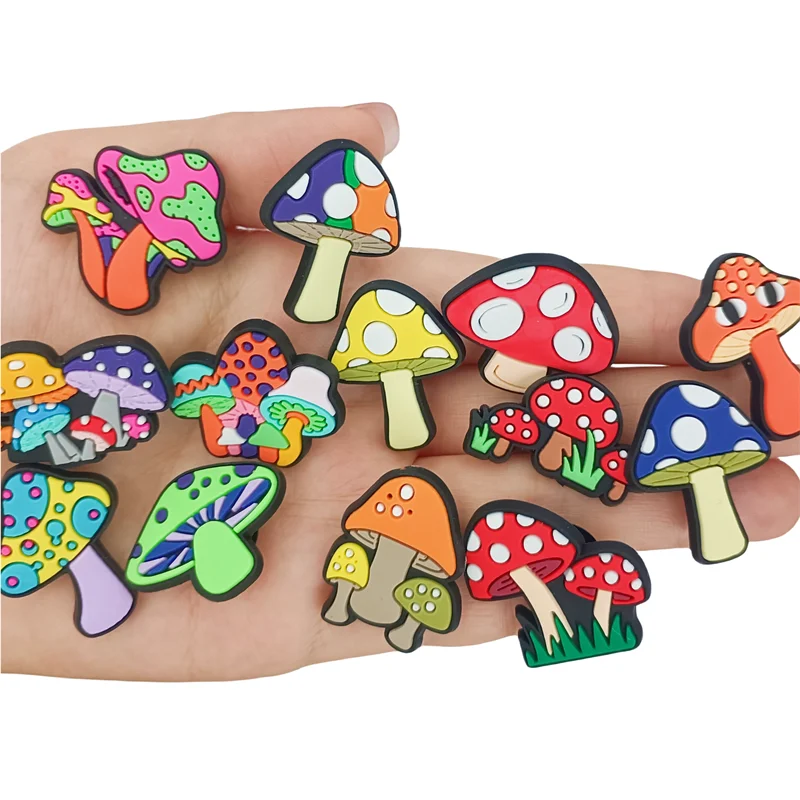 20PCS Lovely Mushroom Series Slipper Shoes Flower Decoration Buckle Personality Everything Soft Rubber Shoes Accessories