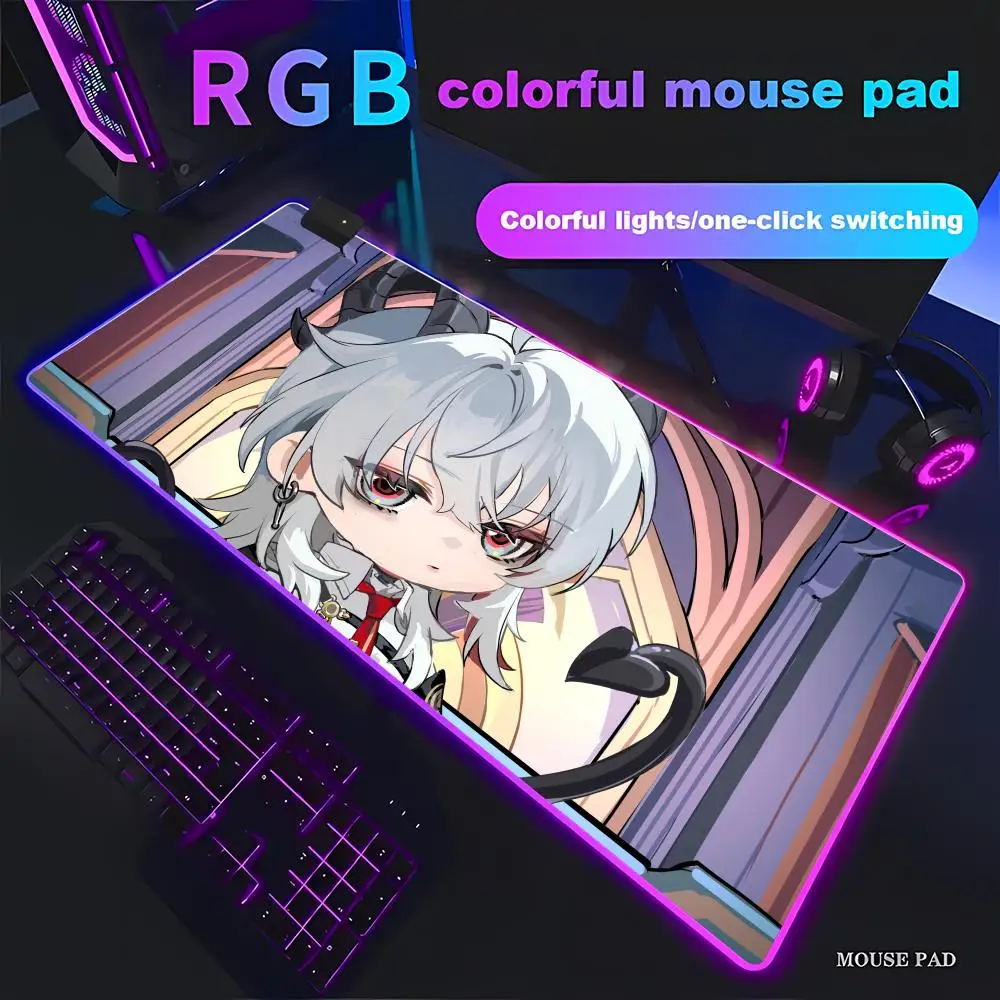

Аниме Девушка Zani Kawaii Настольный коврик для мыши Анимационные игры Красивый RGB игровой геймер Большой светодиодный светильник Компьютерный коврик Нескользящий декор