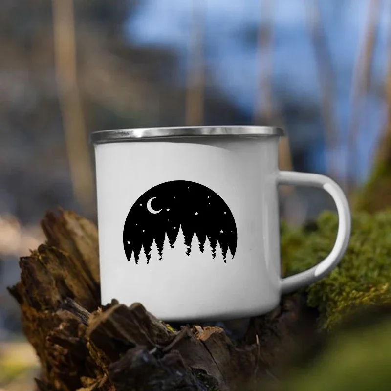 Forest Mountain Printed Mug Creative Coffee Tea Cups Drinks Water Breakfast Milk Cup Camping Hiking  Mugs Handle Drinkware Gifts