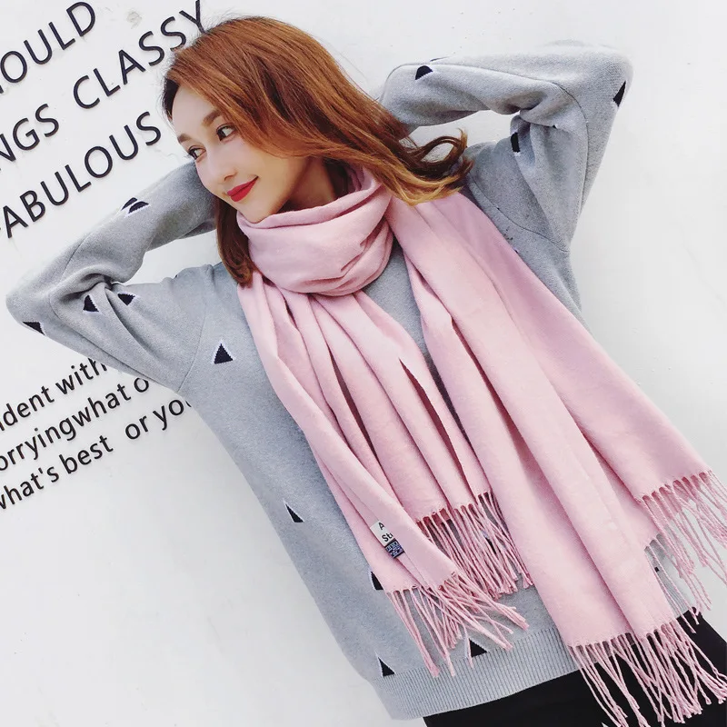 Autumn and Winter Solid Color Imitation Cashmere Scarf for Women, High Quality, Versatile, Single Color, Long, Korean Version, W