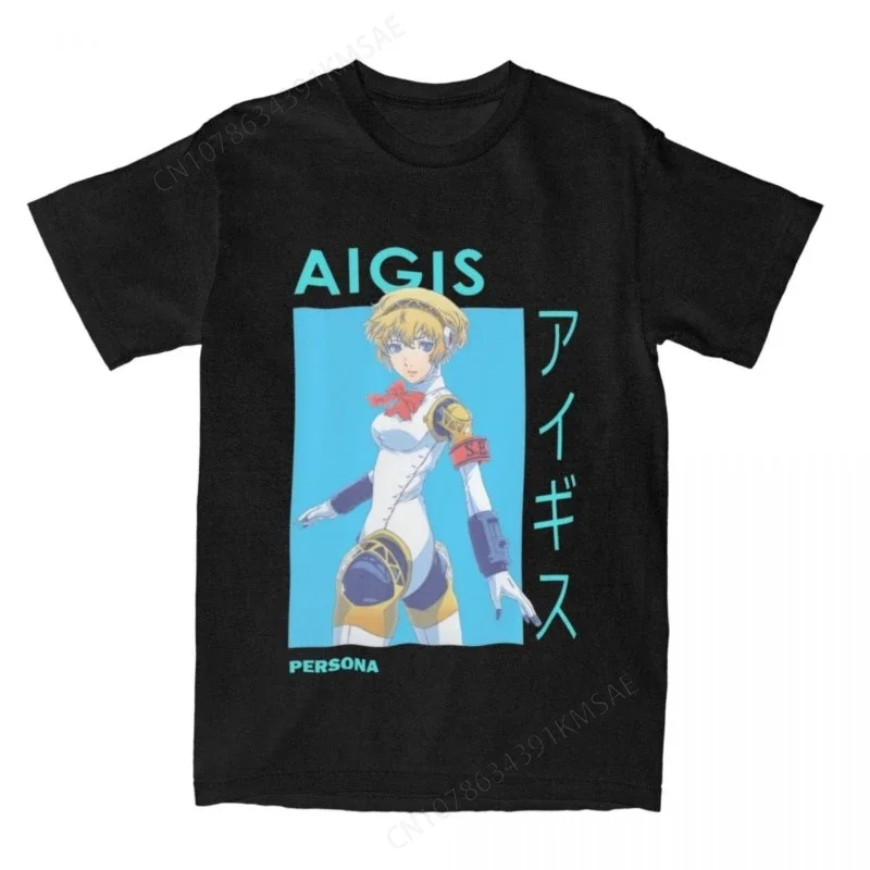 

Funny Aigis SEES Ai-chan Aegis Persona 3 Anime T-Shirt Men Cotton Short Sleeve Crewneck Summer TopsTops
