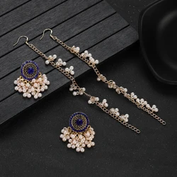 Retro Indian Tribal Earrings for Women Bohemia Multilayer Pearl Tassel Crystal Round Jhumka Earrings Temperament Jewelry