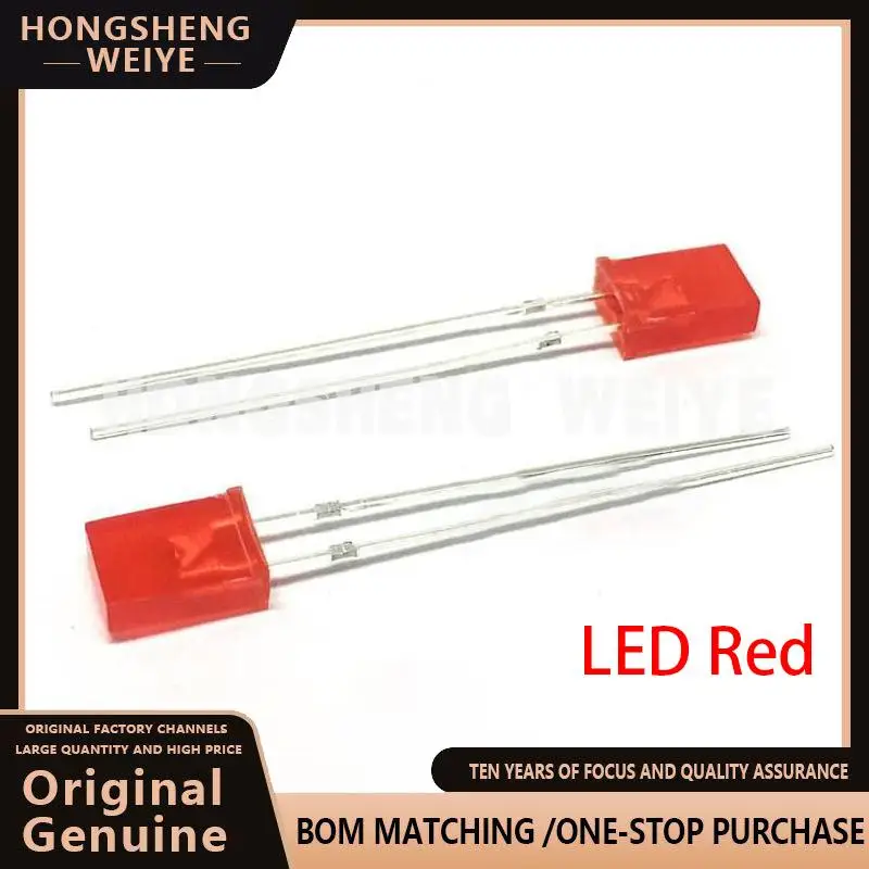 Новинка 100%, 100 шт./лот, 2*5*7 мм, квадратный светодиодный красный светоизлучающий диод, 2x5x7 светодиодный Диод