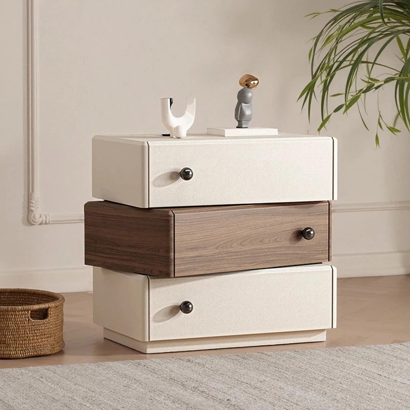 

Modern Simple Bedside Table Cream Style Creative Space Saving Night Table Storage Drawers Mesita De Noche Home Furniture