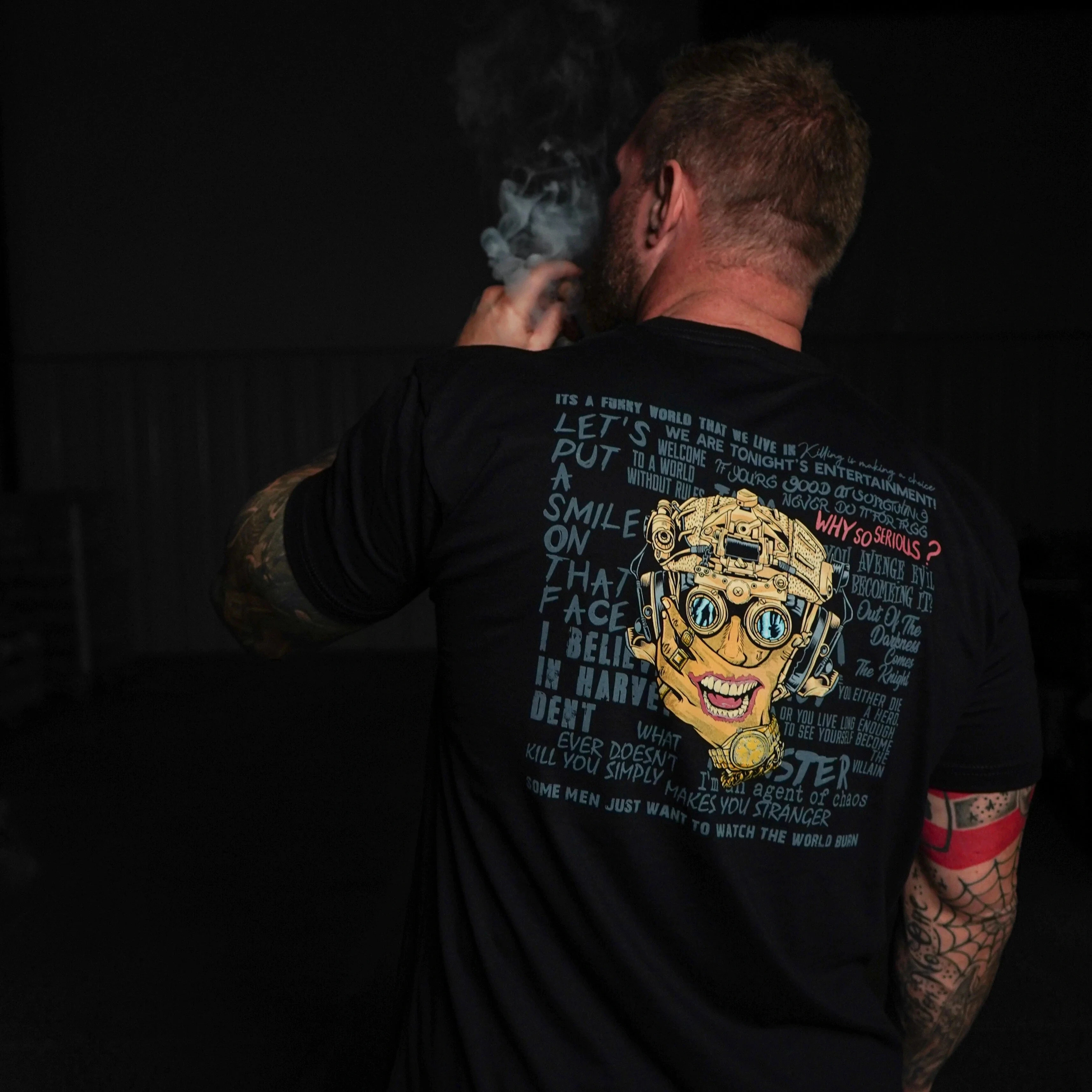 Savage Tacticians Dual Sides Front Chest Logo Back Print Top for Alternative Dark Tactical Enthusiasts Casual Street Look - view 2