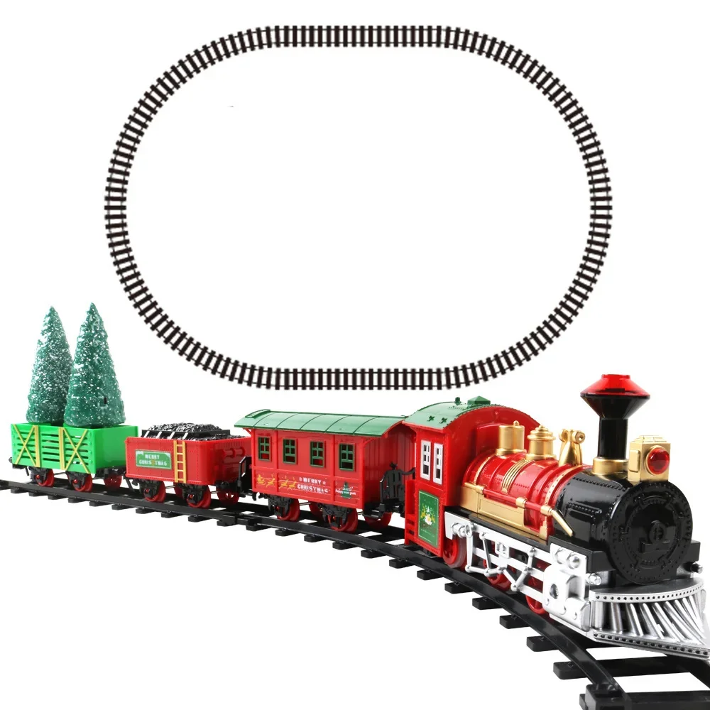 Electric Train Toy Car Railway Model Transport Train Rail Car Track Set Interactive Christmas Gift