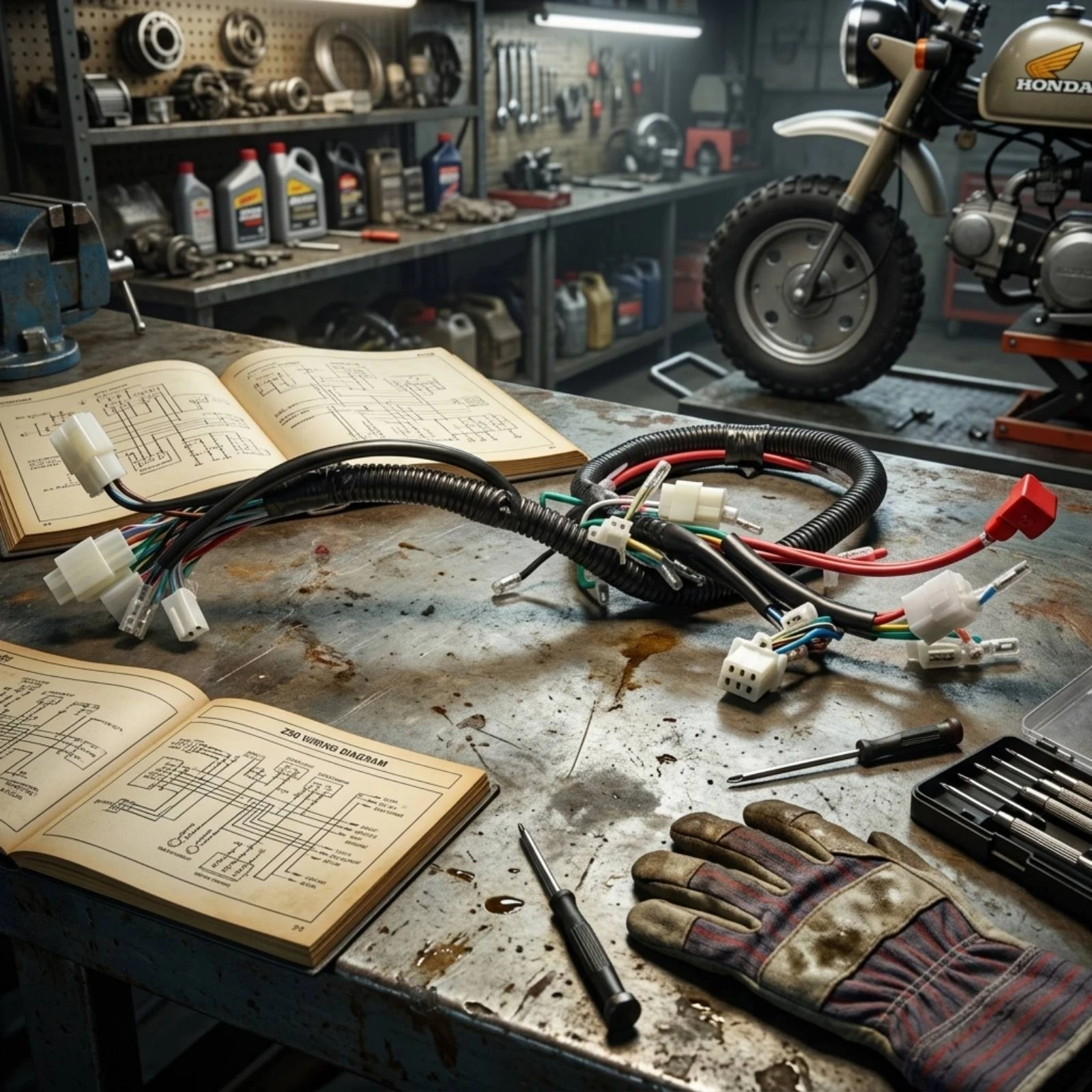 Motorcycle Wiring Harness Replacement Electrical Harness Main Loom Color-Coded Insulated