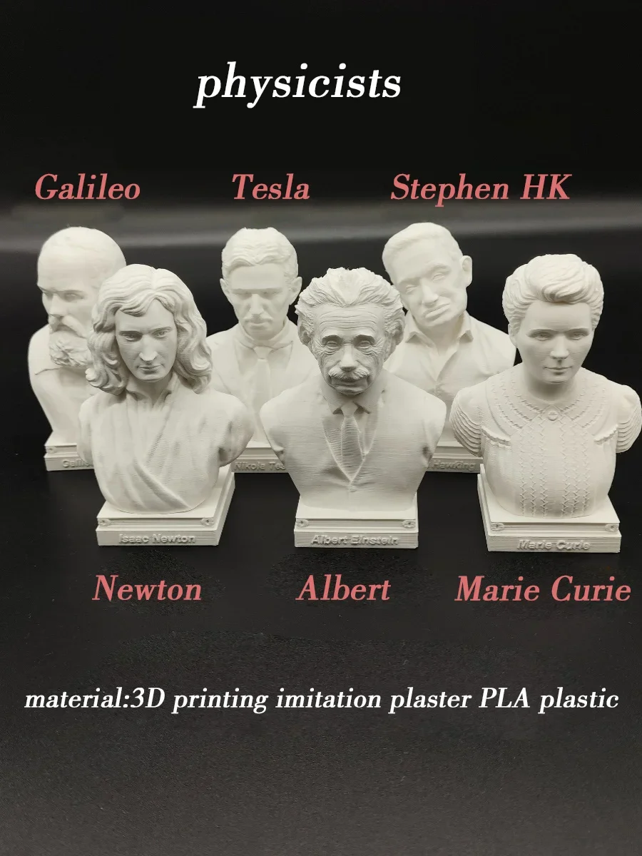 Newton, Galileo, Nikola T, Marie Curie, Stephen Hk, Albert scientist ornaments, statues, decorative plastic models