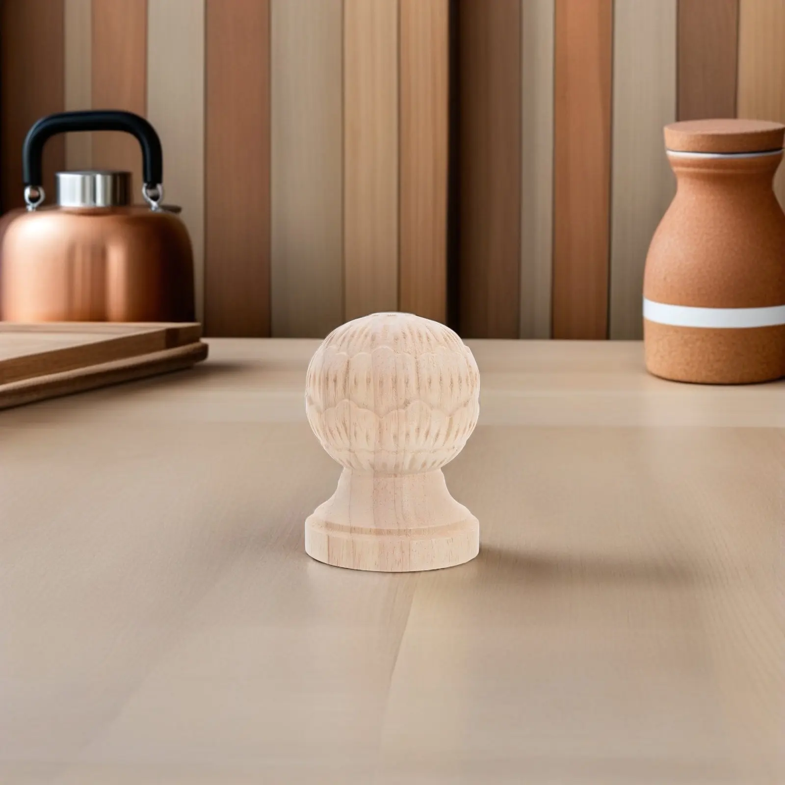 Ponteira de Escada em Madeira de Pinheiro Esculpida em Formato de Abacaxi para Substituição de Móveis DIY, Poste de Corrimão e Tampas de Balaústre