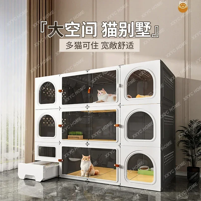 AACat Cage Oversized Free Space Household Indoor Cat Cabinet With Toilet