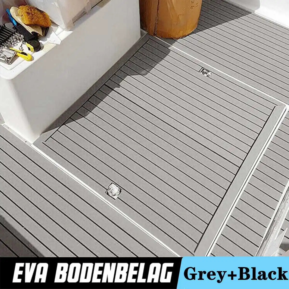 2400x600x5mm Self-Adhesive EVA Foam Boat Marine Flooring Faux Teak Decking Sheet Striped Yacht Mat