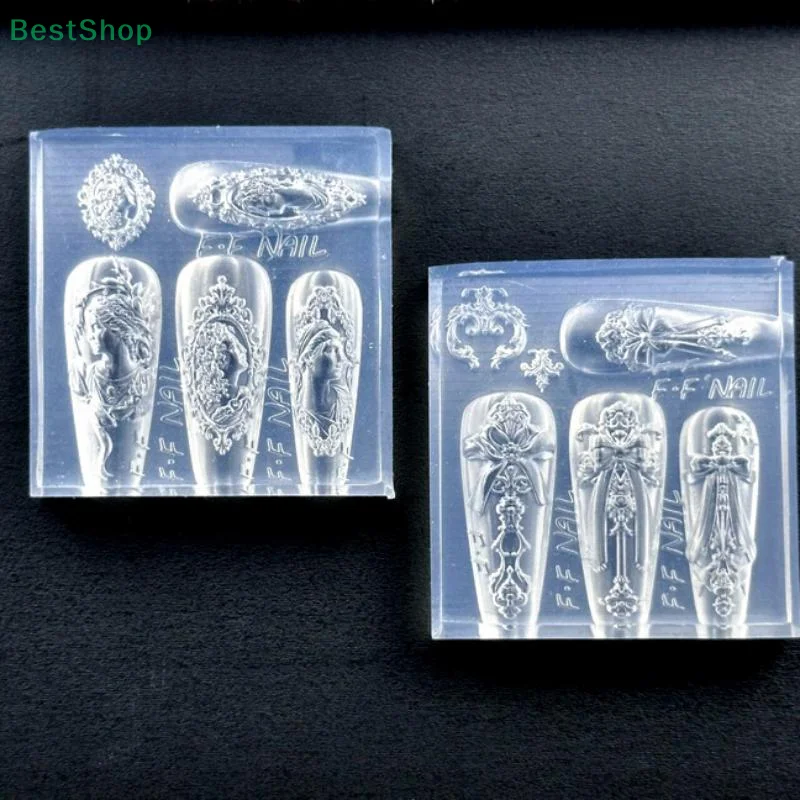 ❤ 3D Silikon Nail Art Form Relief Rot Samt Schleife Design DIY Nail Art Dekor Transparente Maniküre Vorlage