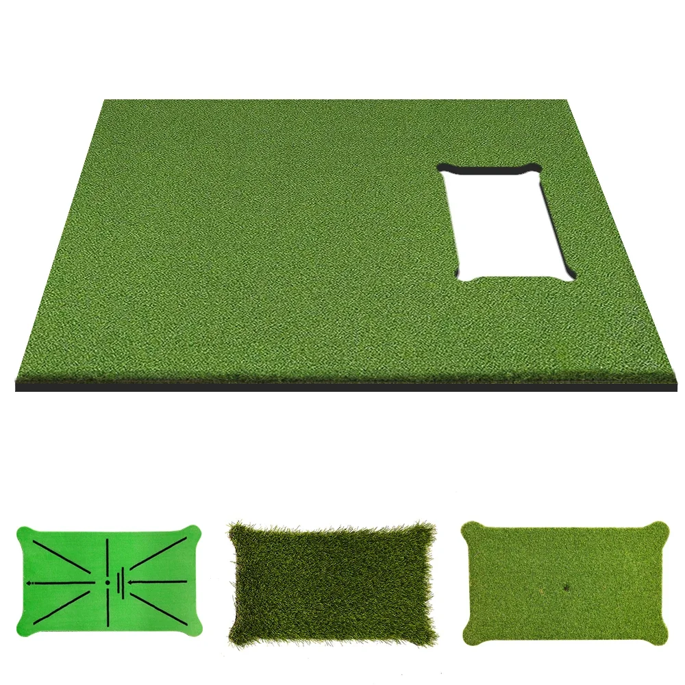 3-in-1 Thickening Indoor Outdoor Training Swing Chip Backyard Range Practice Artificial Turf Practice Golf Hitting Mat