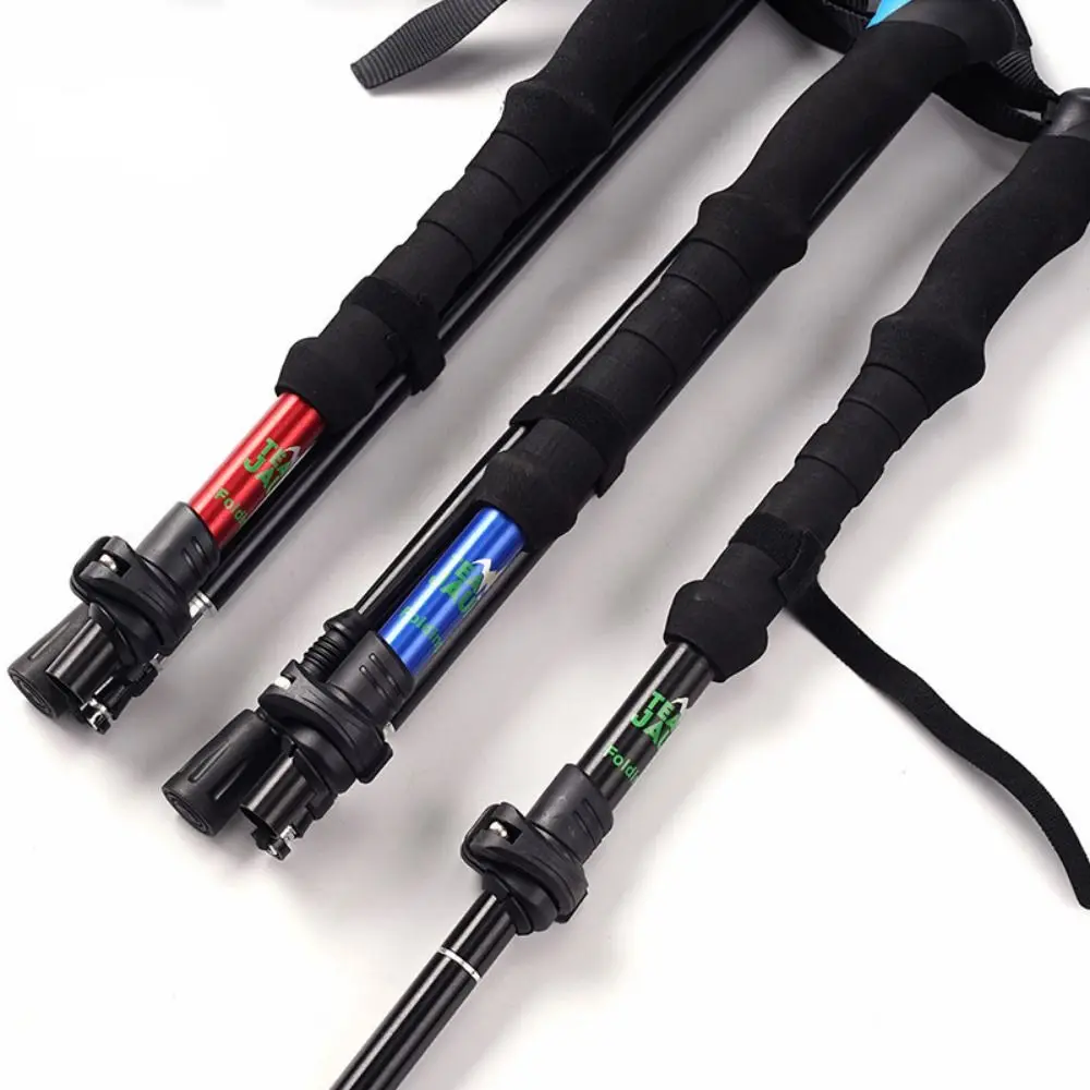 

Aluminum Outdoor Trekking Poles Quick Adjustable Locks EVA Cross Country Cane Ultralight 4 Section Wading Staff Climbing
