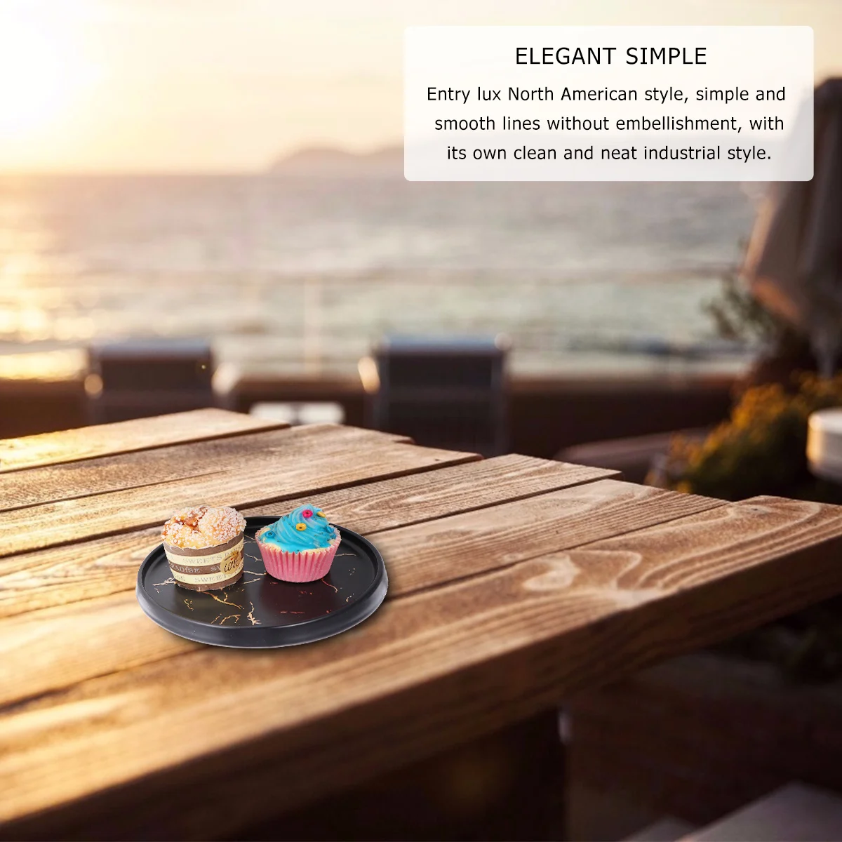 Marble Jewelry Dish Trinket Tray Round Wedding Ring Plate Ceramic Black Dessert