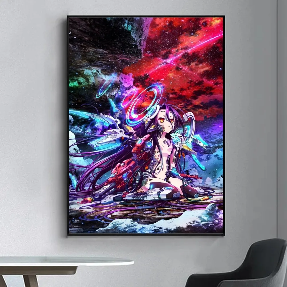 No game No life Poster Fancy Poster Wall Sticker for Living Room Bar Vintage Decorative Painting Middle