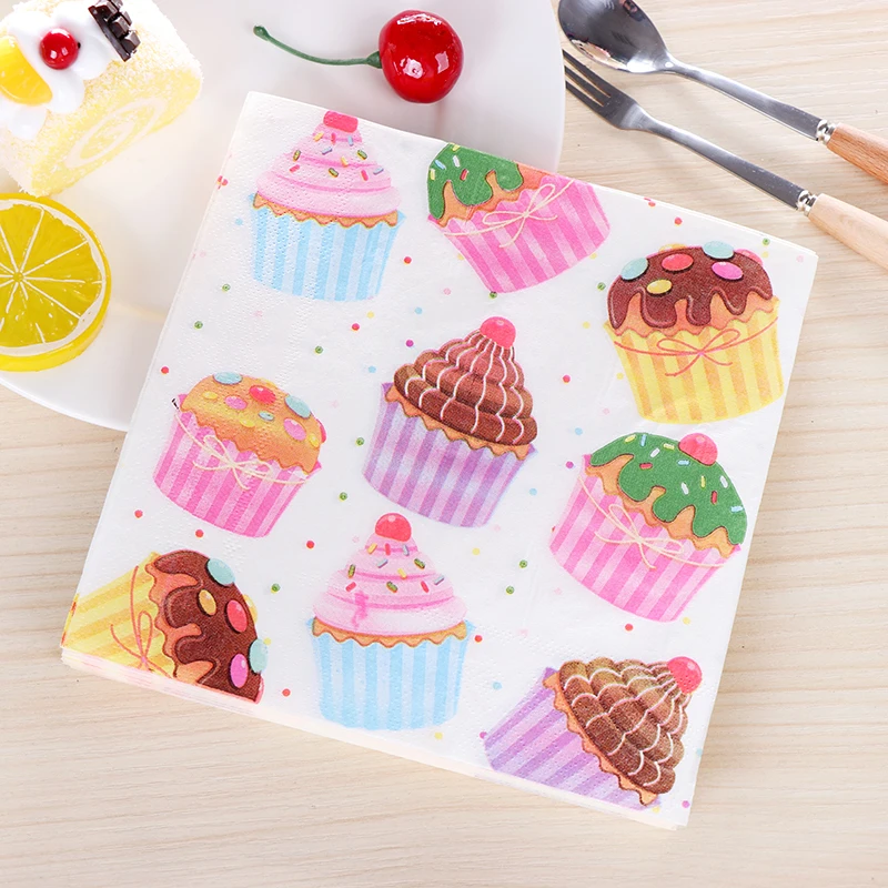 

Colorful Printing Napkins Paper Napkins Dessert Store Paper Napkins Western Restaurant Paper Wood Pulp 20pcs/pac 2-ply 33*33cm