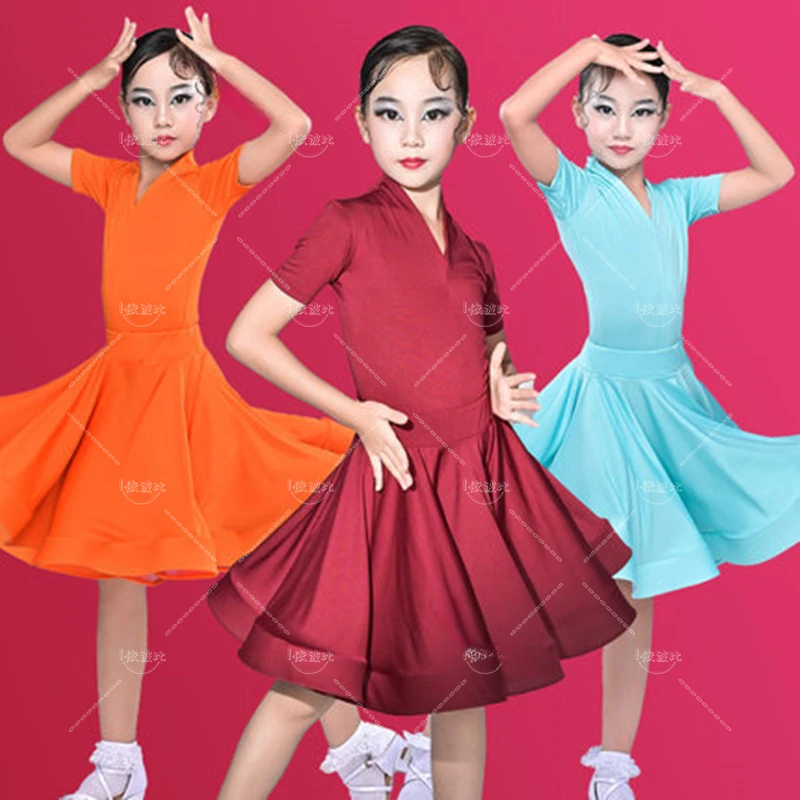 女の子のためのプロのlatinダンスドレス、salsaダンスウェア、子供の競技服、社交服、ステージウェア