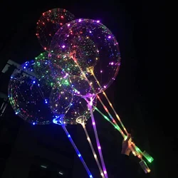 Globo LED luminoso de 20 pulgadas con palo, globos transparentes para decoración de fiesta de boda y día de san valentín, 1 juego