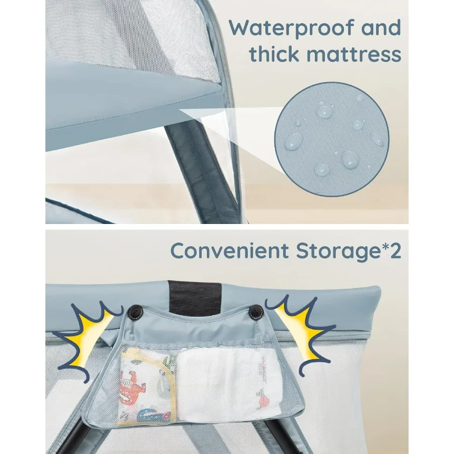 Culla da viaggio 2in1 Culla portatile con zaino per genitori OntheGo Box per bambini leggero e pieghevole con spesso e confortevole M