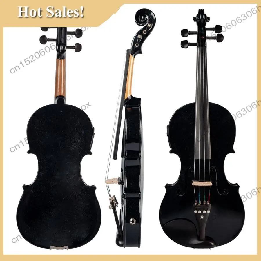 

-HOPE 4/4 полноразмерная скрипка, звуковая и электрическая скрипка, корпус из цельного дерева, аксессуары из черного дерева, высокое качество, черная электрическая скрипка