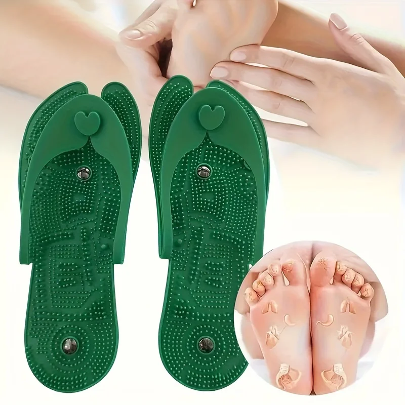 

1 пара портативных силиконовых тапочек для точечного массажа, облегчение боли в ногах, кровообращение, уход за пожилыми людьми, обувь для рефлексологической терапии