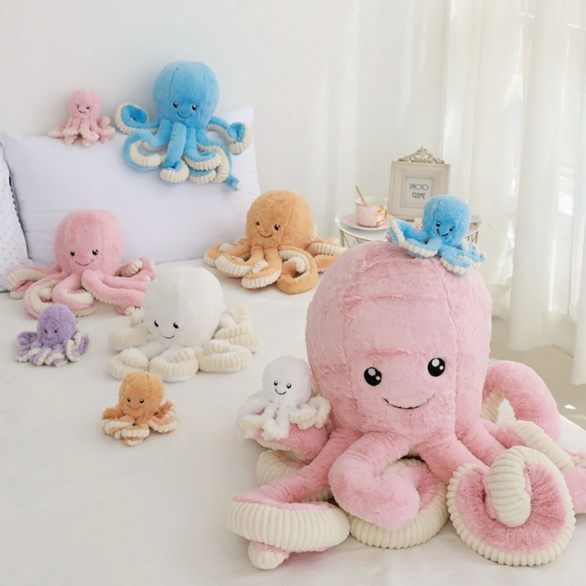 

18-80 cm Cute Octopus Cushion Pendant Plush Stuffed Toy Cushions Soft Sea Animal Sofa Home Decor Doll Children Baby Shower Gifts