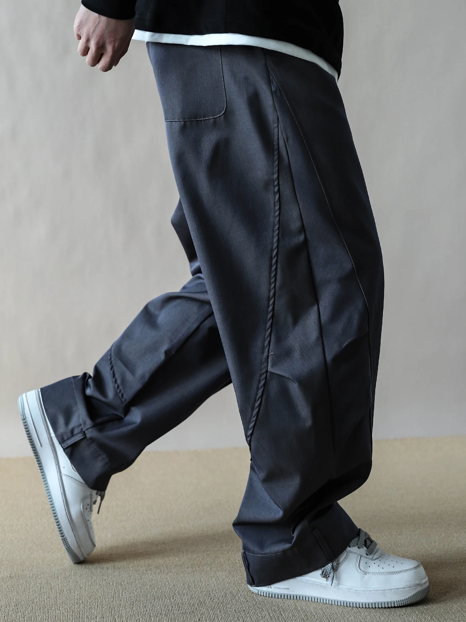 

Высококачественные мужские повседневные брюки прямого кроя, свободные, для работы, весна-осень, дышащие, из полиэфирного волокна, модные