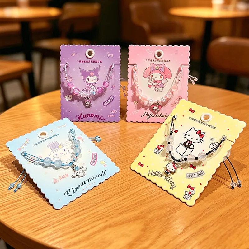 Authentic Sanrio Hello Kitty Melody Kuromi Cartoon Wonderland Hand Rope Buckle Hand Woven High Beauty Student Jewelry Gift