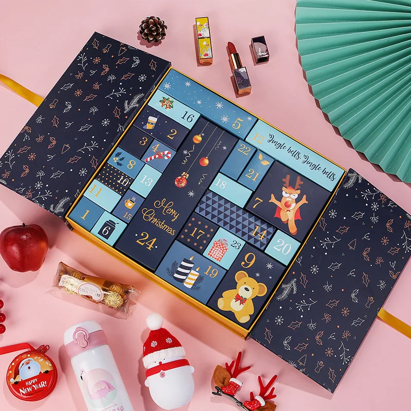 Kunden spezifisches Produkt Weihnachts verpackung Geschenk box Luxus benutzer definierte Lippenstift Lagerung bilden Kosmetik Advents kalender Box mit Logo